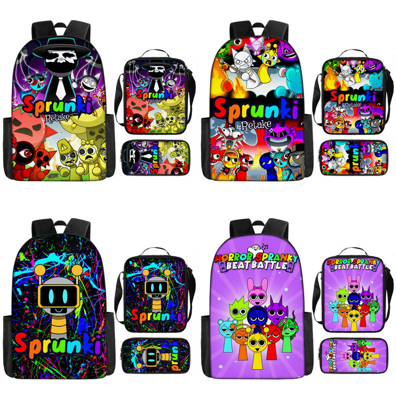 1/3 Uds. Mochila Sprunki de 15 pulgadas, mochila Sprunki, mochila escolar Incredibox, mochila Sprunki de una sola capa de dibujos animados para estudiantes