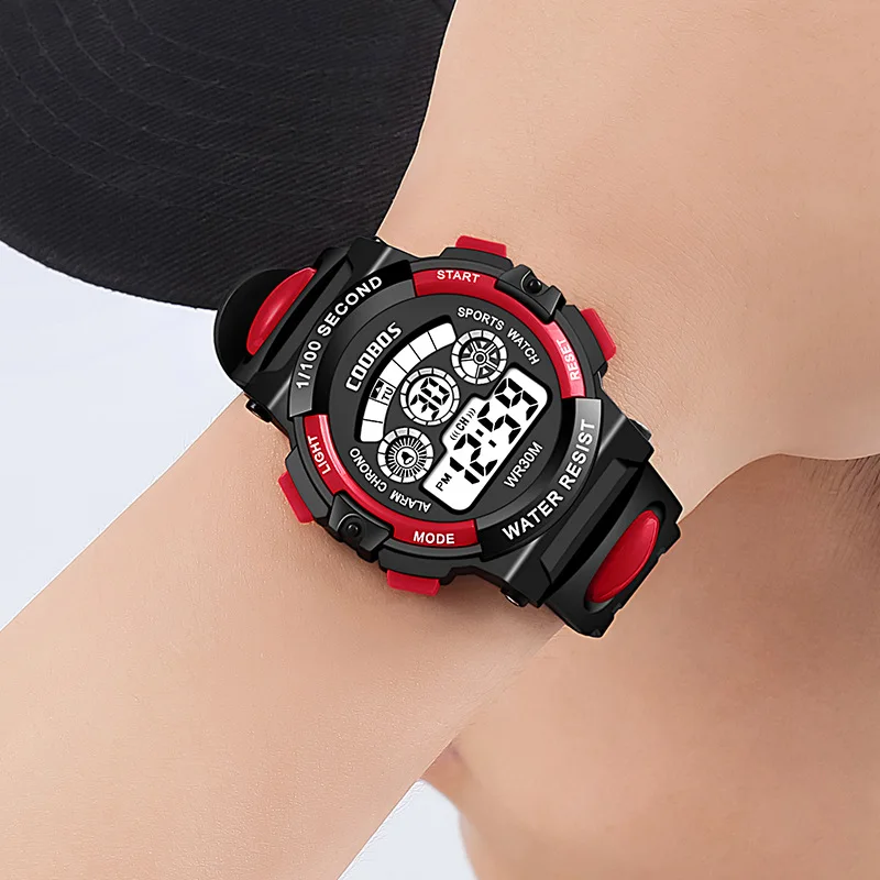 COOBOS Marke Kinder Uhren Led Digital Kinder Uhren Jungen Sport Uhr Student Multifunktionale Armbanduhren relogio infantil