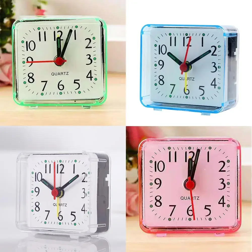 Table Clock Square Alarm Clock Small Alarm Electronic Bed Compact Travel Clock Quartz For Child Students Desk Alarm