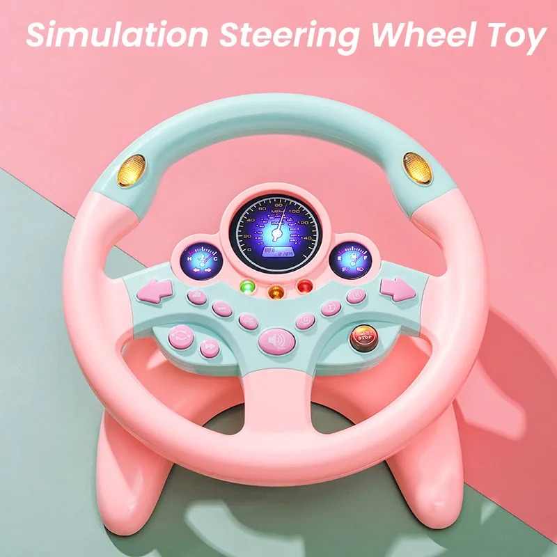 Kids Eletric Simulation Steering Wheel Toy Simulation Driving Sound Music With Light And Sound Educational Christmas Present