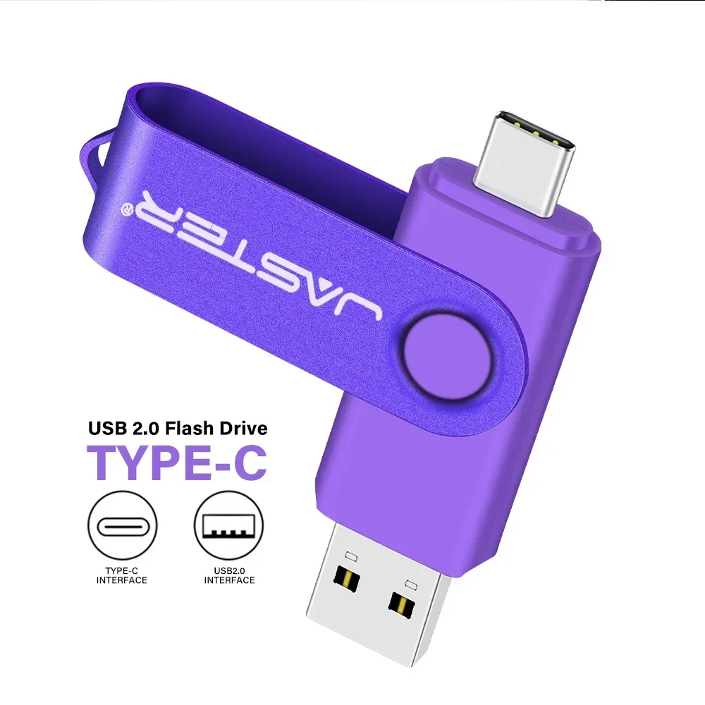 JASTER TYPE-C Вращающийся USB-флешка 128 ГБ Высокоскоростной флэш-накопитель 64 ГБ Портативный флэш-накопитель 32 ГБ U-диск 8 ГБ 4 ГБ Подарок для бизнеса