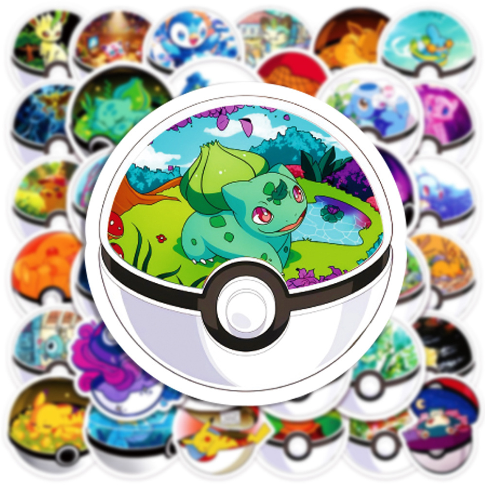 10/30/50 pçs bonito dos desenhos animados anime pokemon adesivos crianças brinquedos kawaii poke bola pikachu decalques skate portátil adesivo à prova dwaterproof água
