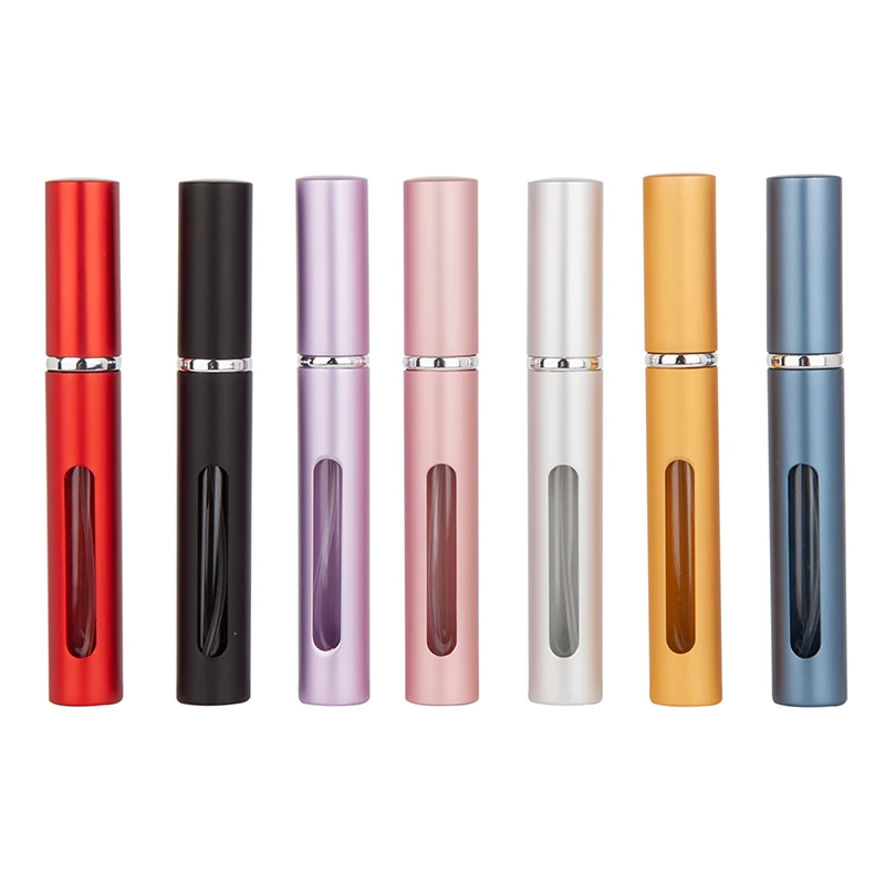 1 pz 104mm * 15mm 5ml Bottiglia di profumo riutilizzabile Formato da viaggio Portatile Ultra Fine Spray Bottiglia Atomizzatore Bottiglia riutilizzabile vuota 5ml