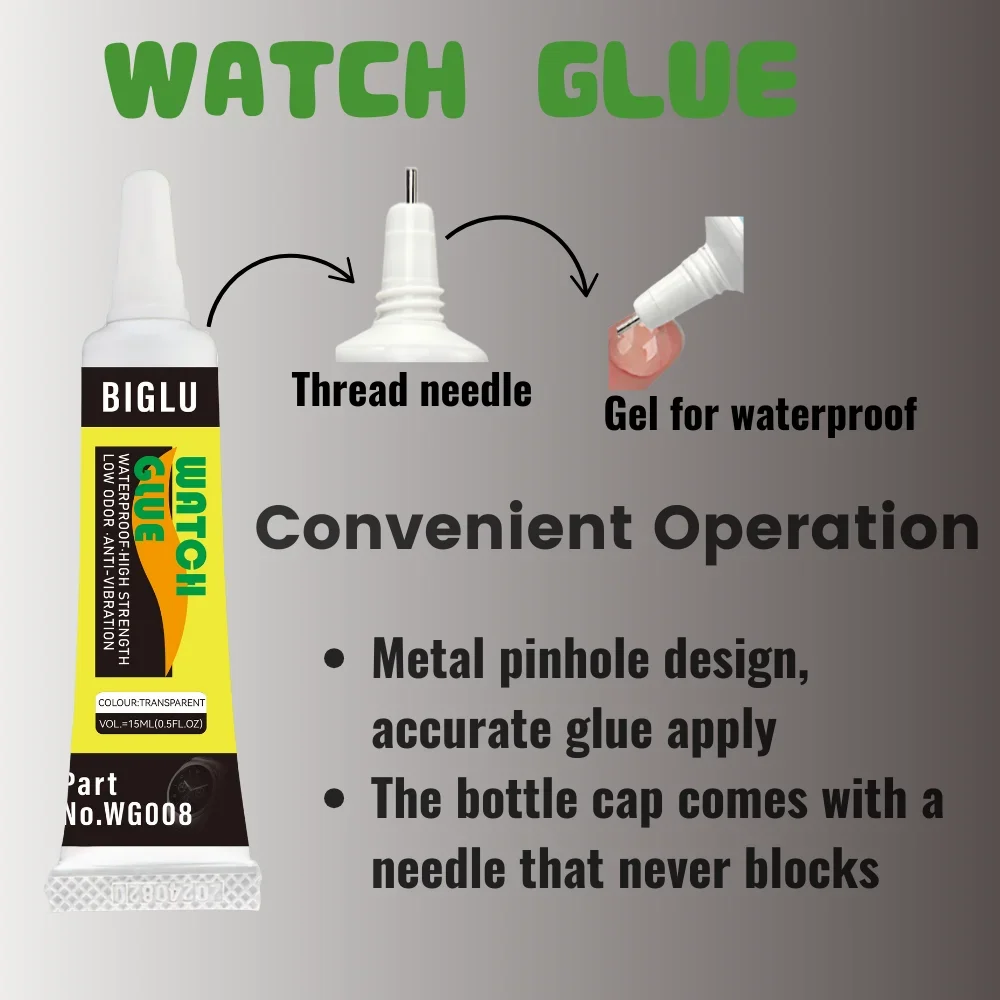 BIGLU นาฬิกากาวโปร่งใสกันน้ํา Soft Repair ซีลแก้วโลหะเครื่องประดับ DIY กรอบเข็มกาว Outlet 15ML