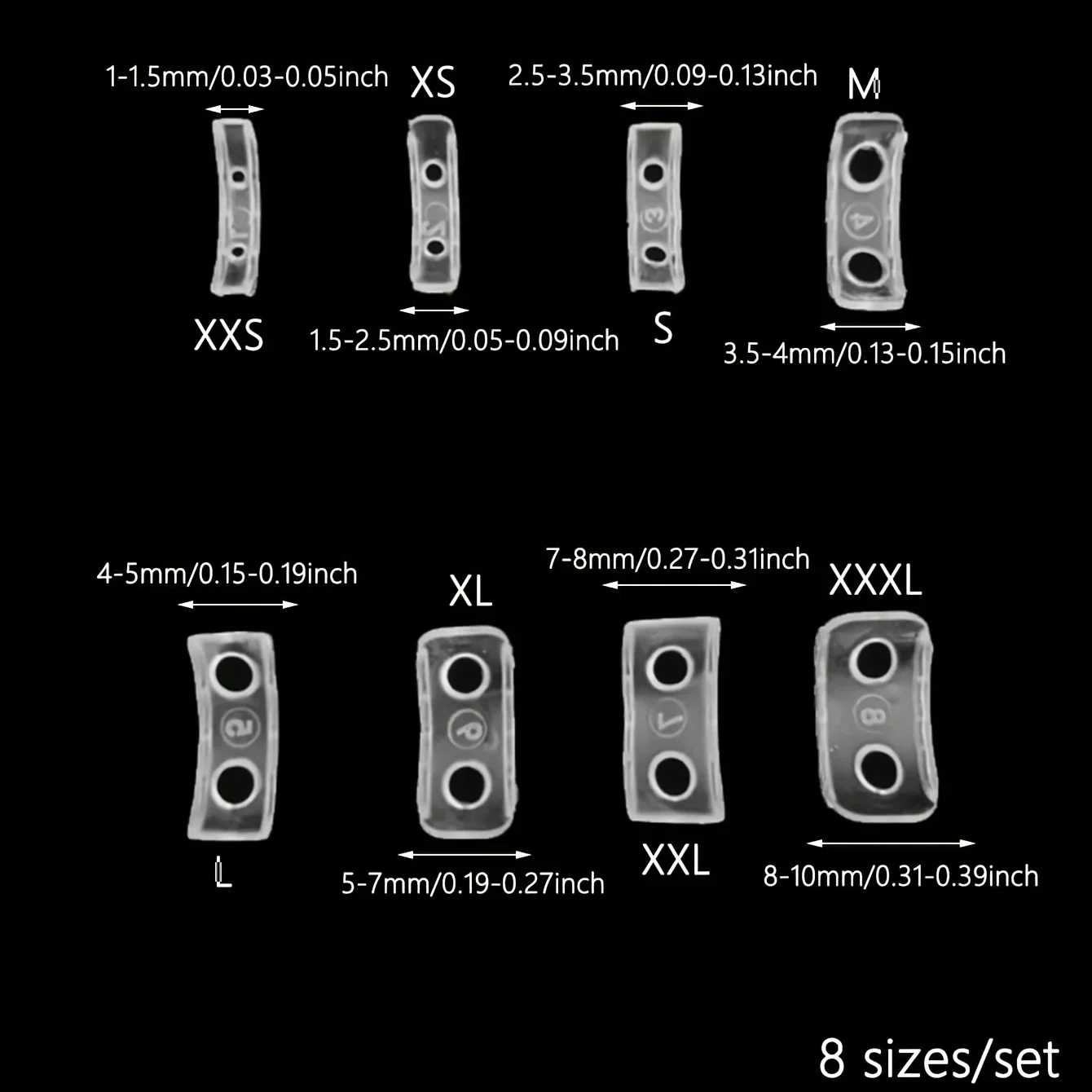 Ajustador de tamaño de anillo transparente Invisible, 8 Uds., para anillos sueltos, ajustador de anillo, reductor de medición, apto para cualquier anillo, herramientas ajustables