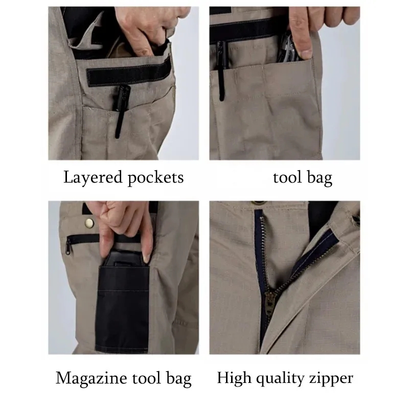 Pantalón de trabajo resistente al desgaste para hombre, pantalones Cargo rectos con múltiples bolsillos, pantalones tácticos para correr al aire libre, pantalones informales para primavera y otoño