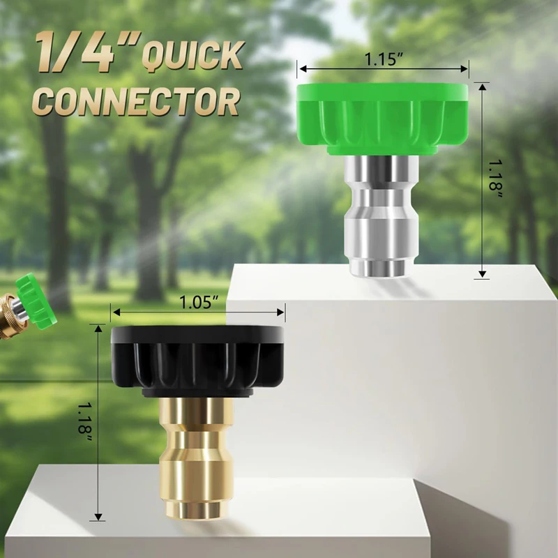 Tool Daily Pressure Washer Nozzle Tip Multiple Degrees Nozzle 1/4 Quick Connect (0、15、25、40、65) Hot- and Cold-Water Compatible