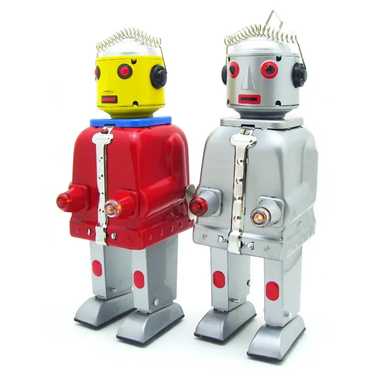 大人と子供のためのレトロな風のおもちゃ,金属製のブリキのロボット,赤い機械式のおもちゃ,手工芸品,子供のためのギフト