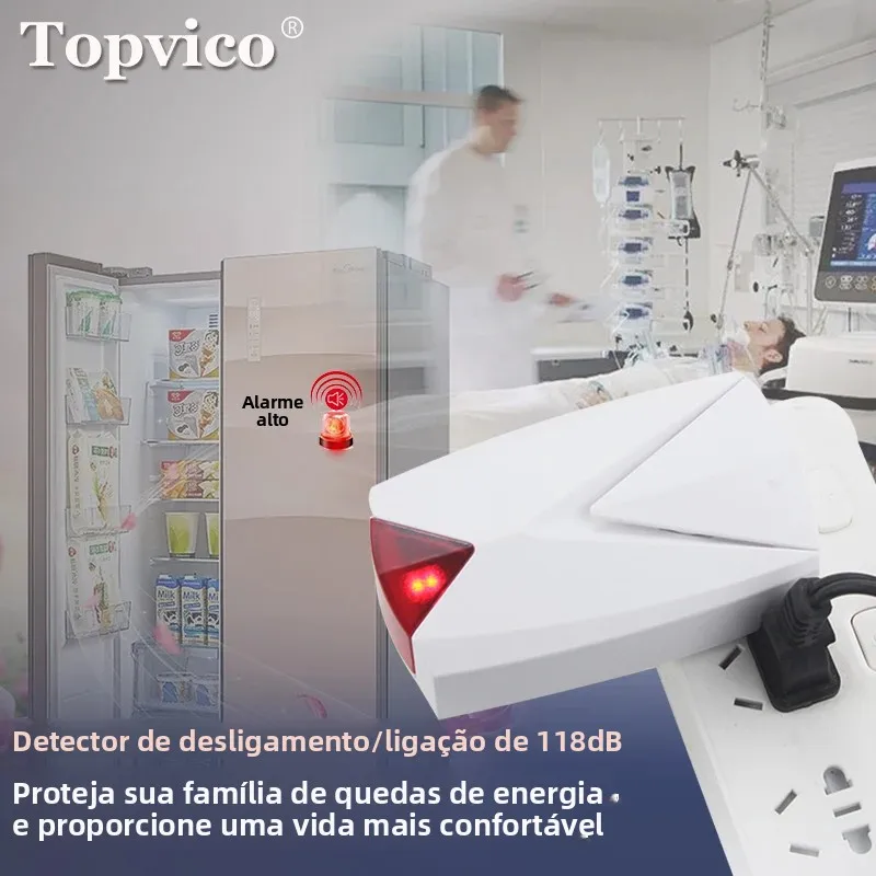 Alarme de queda de energia de 2 pacotes, alarme de falha de energia com alerta de 118dB 12H, alerta detector de saída para geladeira, bombas de depósito