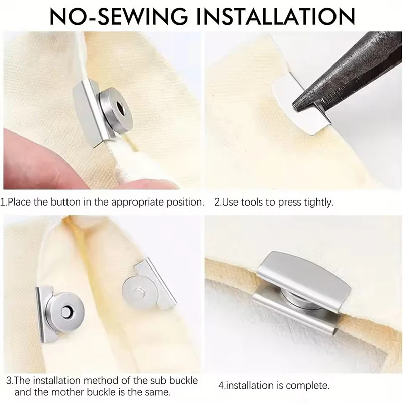 5-Pairs Seamless Metal Magnetic Snap Buttons - DIY Magnetic Buckle Closure for Handbags, Purses, Wallets