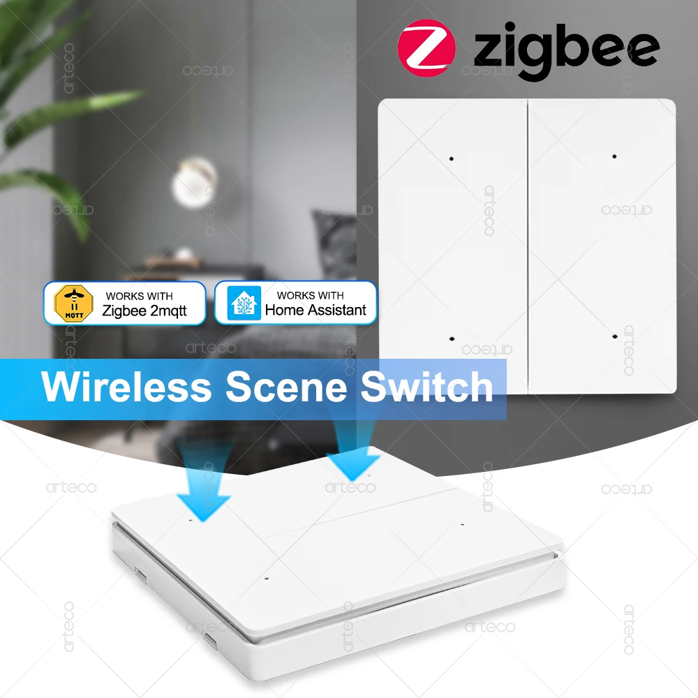 Zigbee Smart Scene Switch Draadloze afstandsbediening met drukknop Smart Home Automation Scenarioschakelaar Werkt met Home Assistant