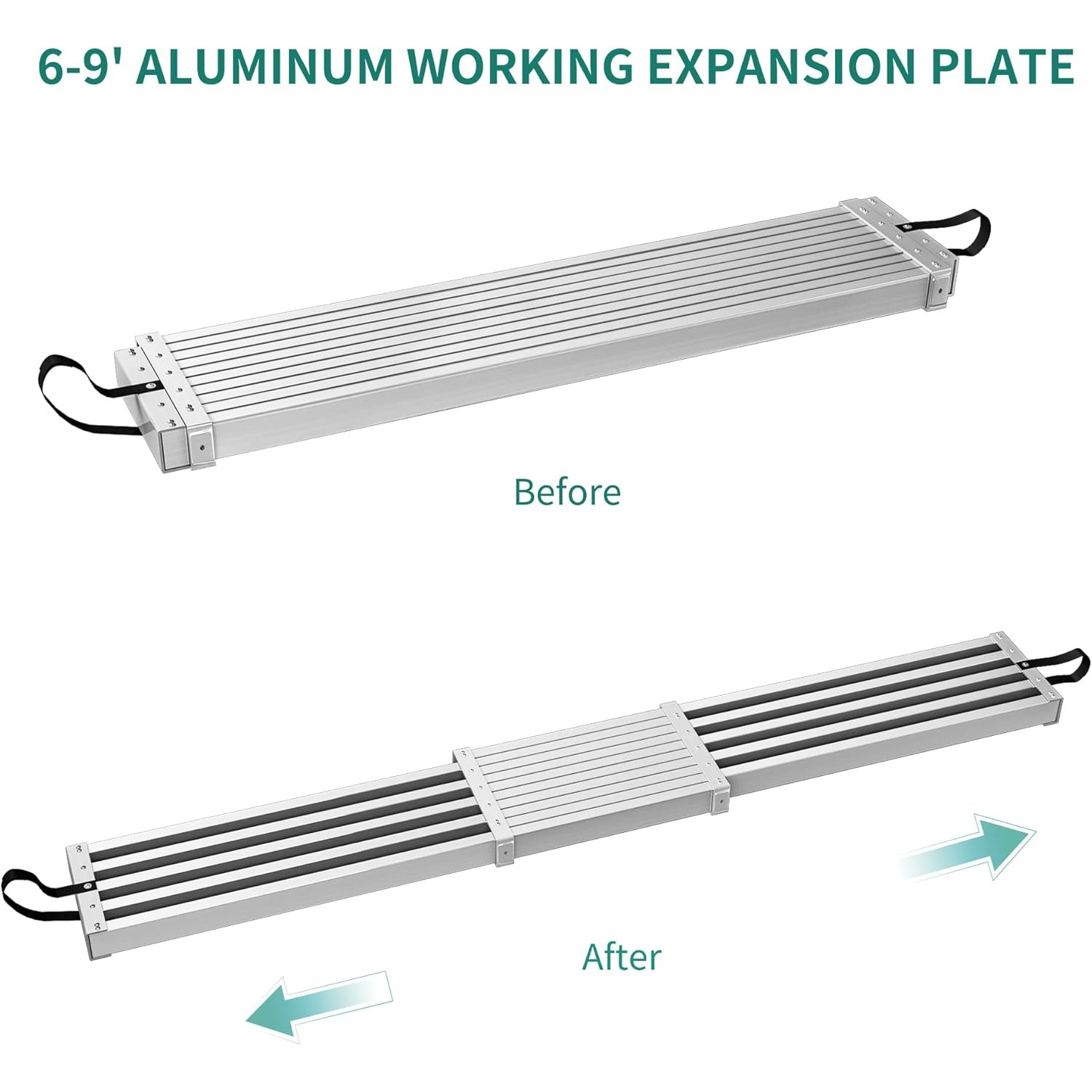 6-9ft Telescoping Plank, Aluminum Extension Plank 440lbs Capacity, Scaffolding Plank W/ Skid-Proof Platform Scaffold Ladder