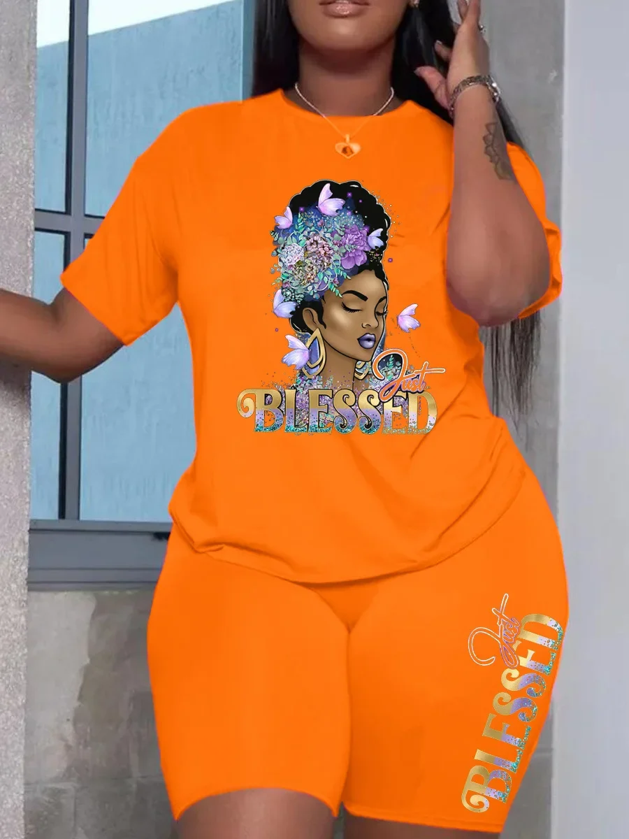Verão feminino impressão casual camiseta y2k gráficos topo shorts conjunto femme manga curta duas peças conjunto senhora diariamente streetwear outfits