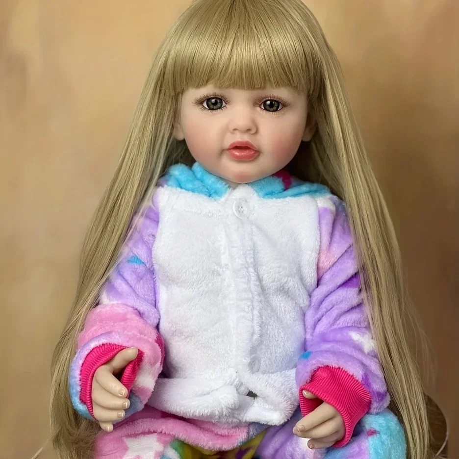 BZDOLL 55 センチメートルリアルなフルシリコーンボディリボーン女の赤ちゃん人形ブロンドロングヘアアライブ新生児ベベ素敵な誕生日ギフト