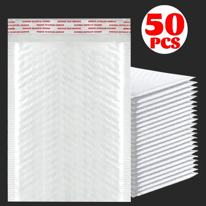Branco Pérola Filme Bolha Envelope Sacos, impermeável Acolchoado Mailing, auto selo, Envio Sacos De Embalagem, Bolha Mailers Bag, 50 Pcs, 10Pcs
