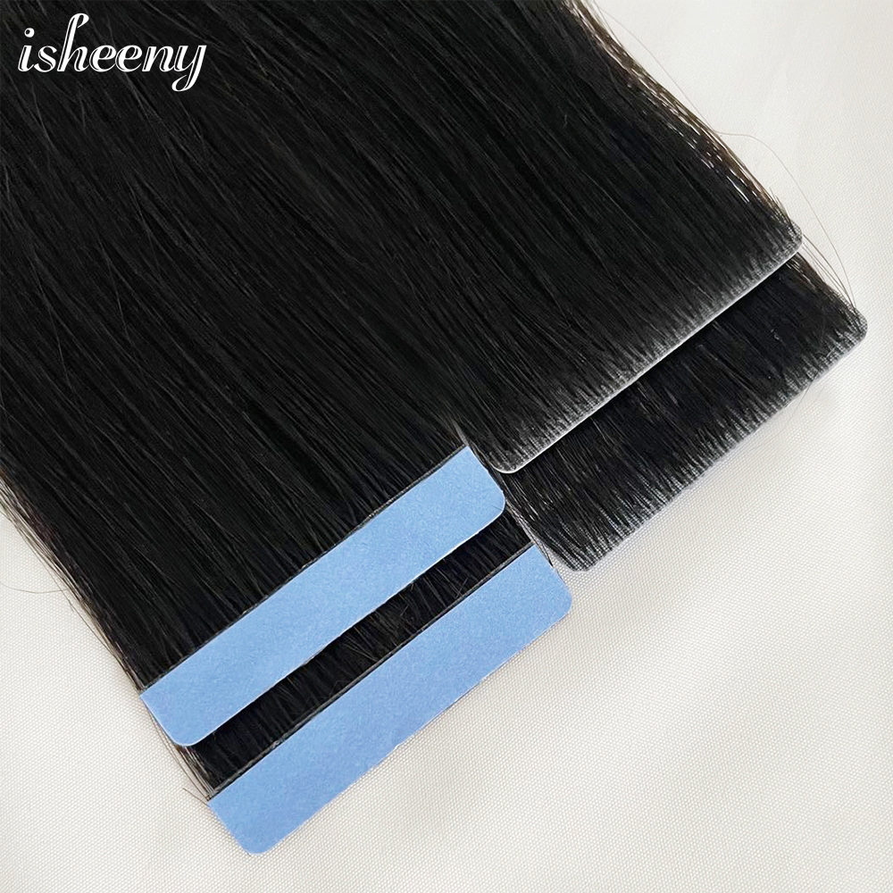 Isheeny เทปที่มองไม่เห็นในส่วนขยายของผม 12 "16" 20 "22" Skin Weft เทป Ins 10pcs ธรรมชาติตรงเครื่อง remy Human Hair