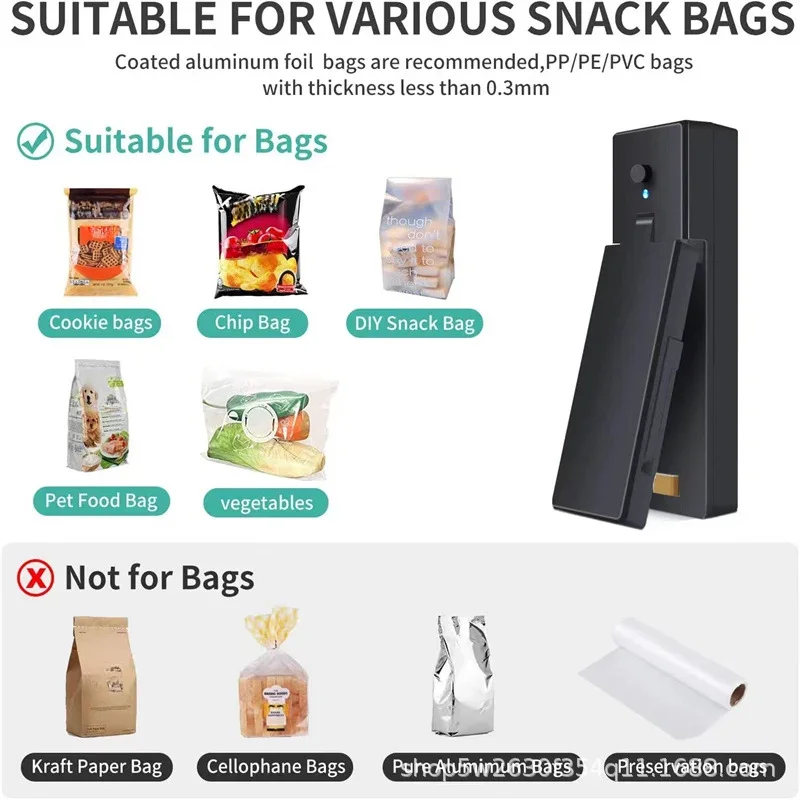 Heat Sealer USB Oplaadbare Mini Sluitmachine Opbergtas Clip Mini Sluitmachine Sticker Seal voor Voedsel Snack Keuken Gadg