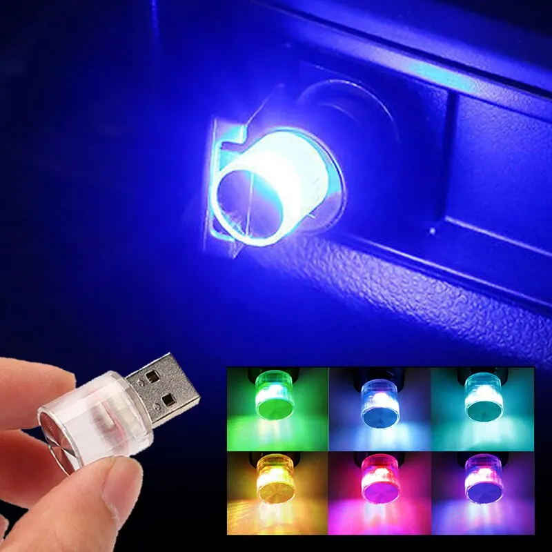 Carro Mini USB LED Luz Ambiente Lâmpadas Decorativas Atmosfera para Ambiente Interior Auto PC Computador Portátil Plug Play Luz