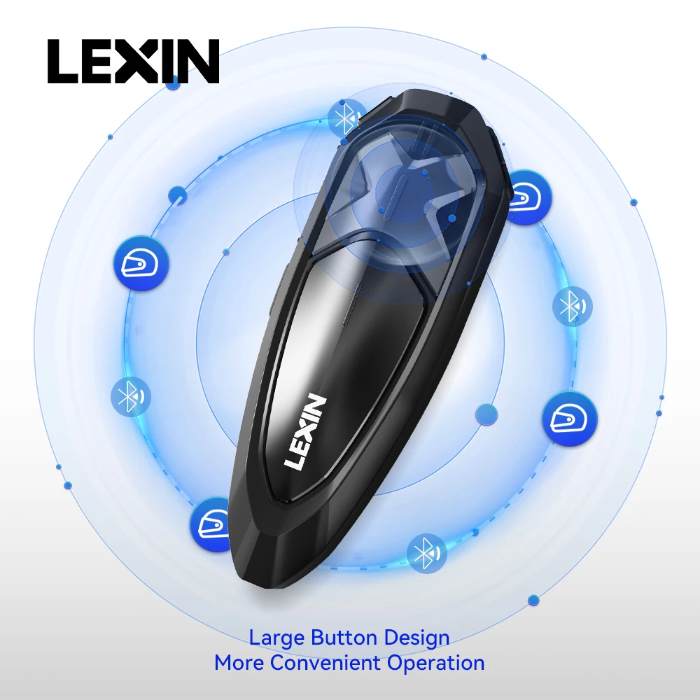 新しい 2023 Lexin GTX インターコム Bluetooth オートバイヘルメットヘッドセットサポートインターコム & 一度に音楽を聴く 10 ライダー 2000 メートル