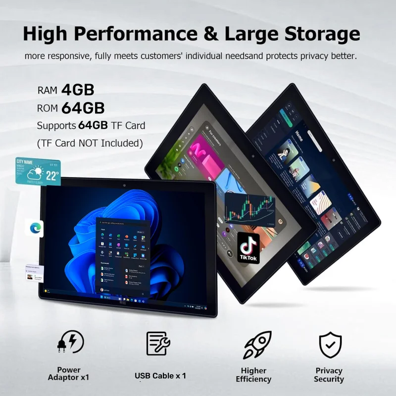 Top Sales 4GB RAM 64GB ROM 10.1 Inch 64 Bit Windows 11 Tablet PC with Keyboard AR40 HDMI-Compatible 1920*1200 WIFI x5-Z8350