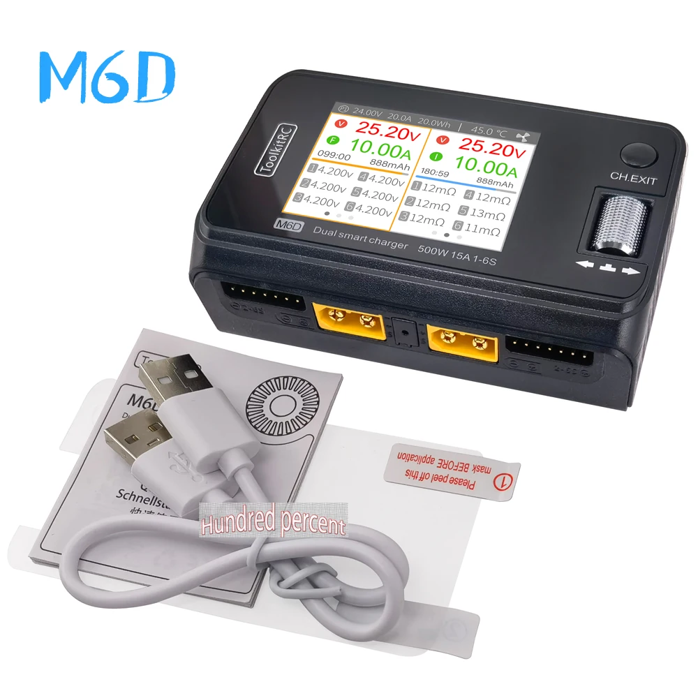 ToolkitRC M6D V3 500W 15A DC Dual Channel MINI Smart Ladegerät Entlader Für 1-6S Lipo Batterie FPV Modell Ersatzteil Ersetzen