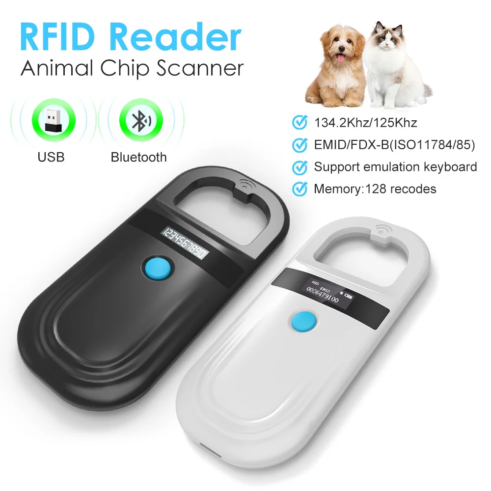 Цифровой сканер для ID-чипов домашних животных, USB, RFID, 134,2 кГц