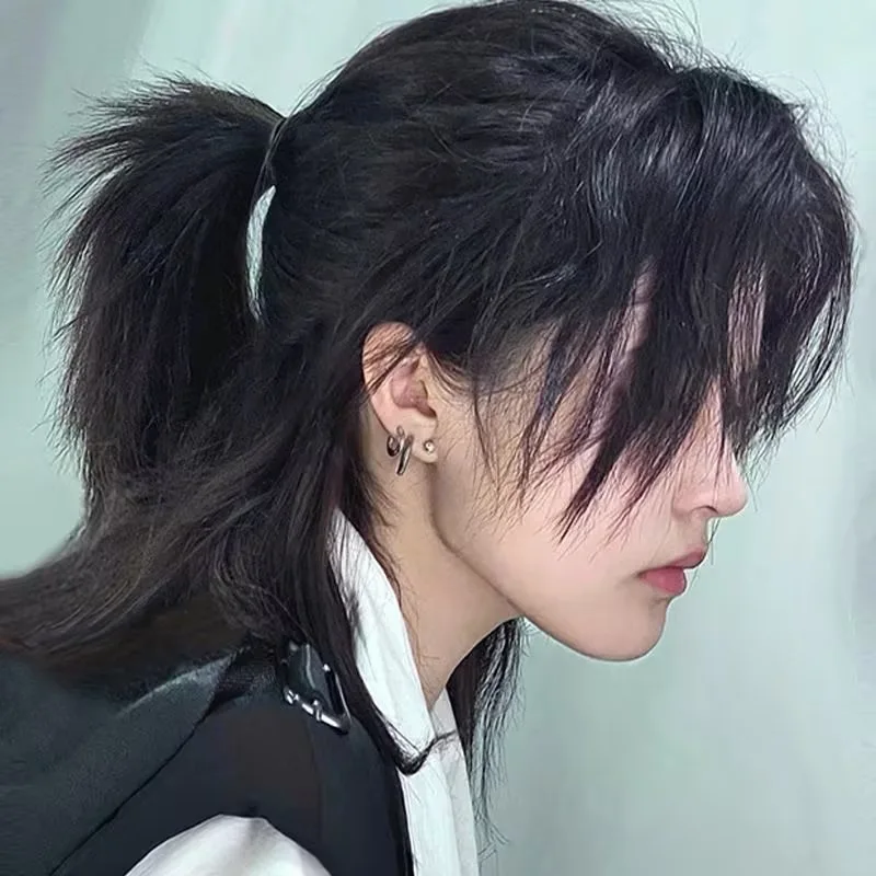 Japão tainha cosplay extensões de cabelo sintético moda bonito jovens perucas respirável cabeça capa peruca reta chapéu para homens