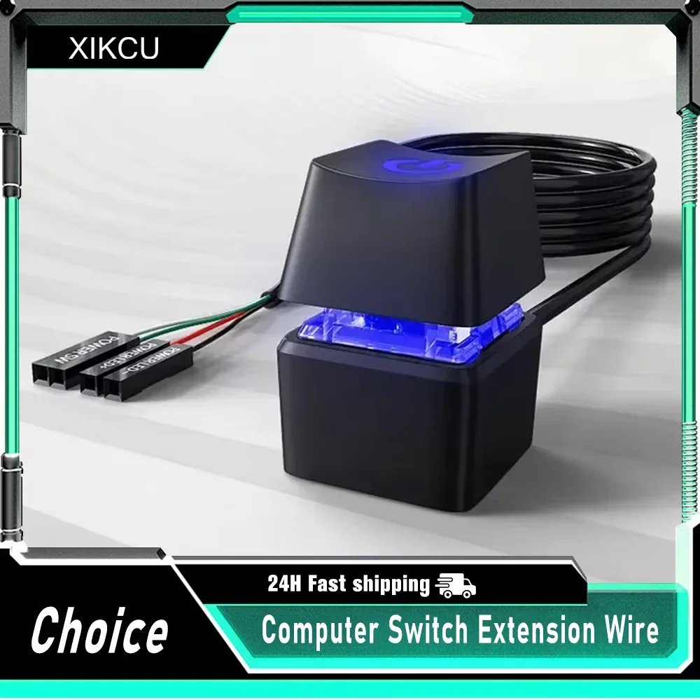 RGB LED-strip met aan/uit-schakelaarkabel PC-verlenging aan/uit vierkante knop voor gaming desktop computer thuiskantoor installatie