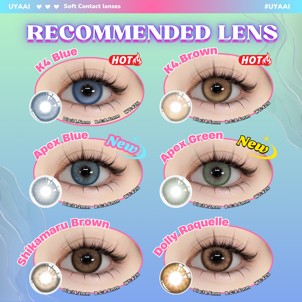 Цветные контактные линзы UYAAI для глаз, корейские 1-парные модные линзы, коричневые цветные линзы с диоптриями, синие линзы