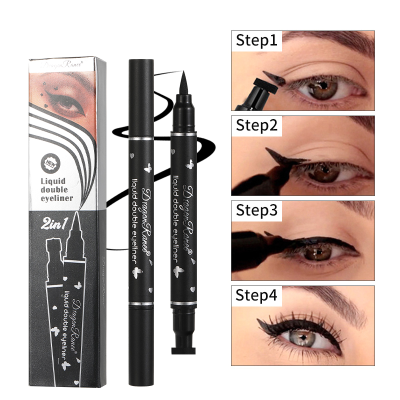 Double-Ended Seal Eyeliner Wasserdichter, nicht verschmierender flüssiger Eyeliner-Stift, schnell trocknend, wasserdicht und schweißfest, nicht leicht zu verschmieren, Eyeliner Seal Liquid Eyeliner