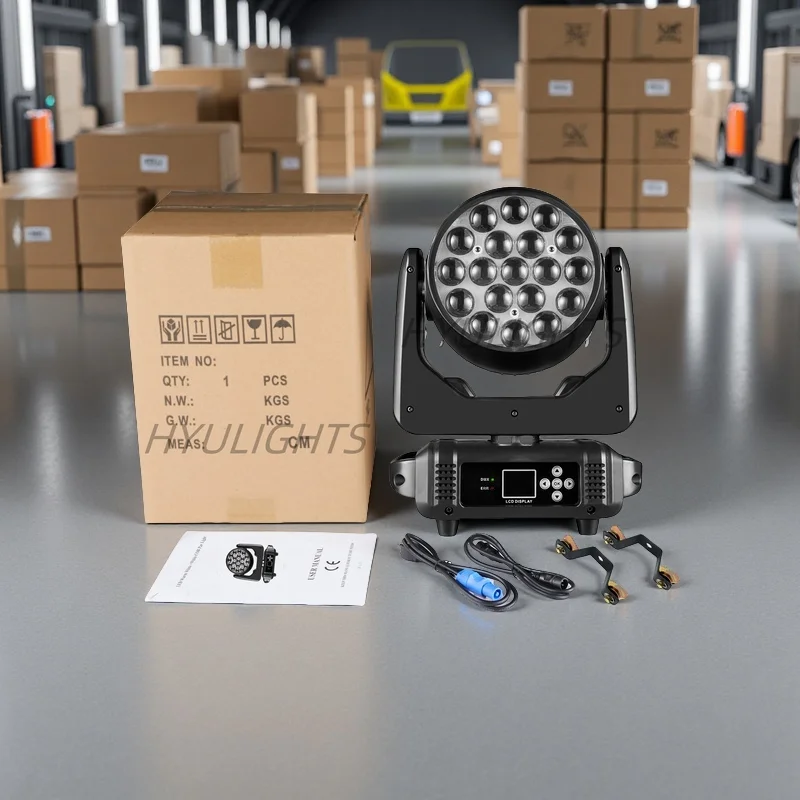 19x15W Beam Moving Head Light 4IN1 RGBW LED Wash Zoom Stage Light DMX Effect for DJ Disco Party Concert Wedding