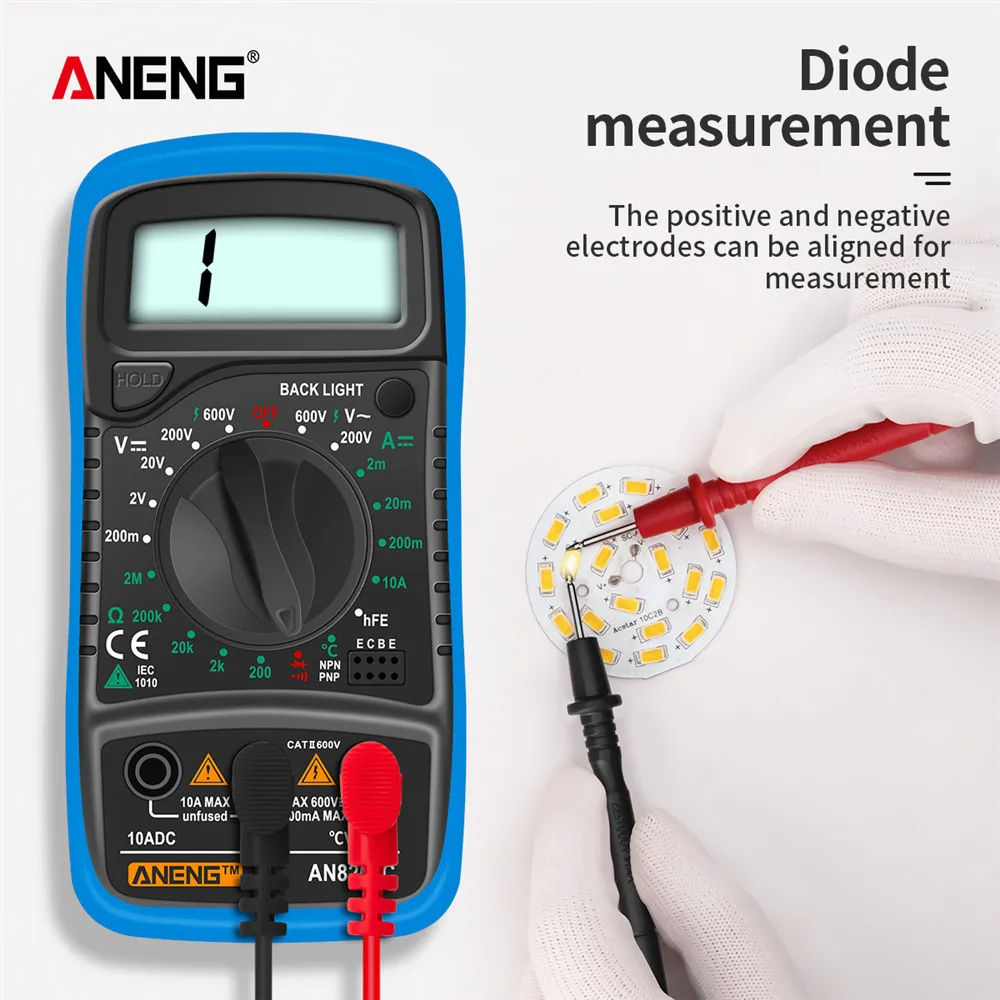 ANENG AN8205C สมาร์ทเครื่องทดสอบมัลติมิเตอร์ Ohmmer การทดสอบแรงดันไฟฟ้าแบบพกพาแรงดันไฟฟ้าเครื่องมือ Multimetro