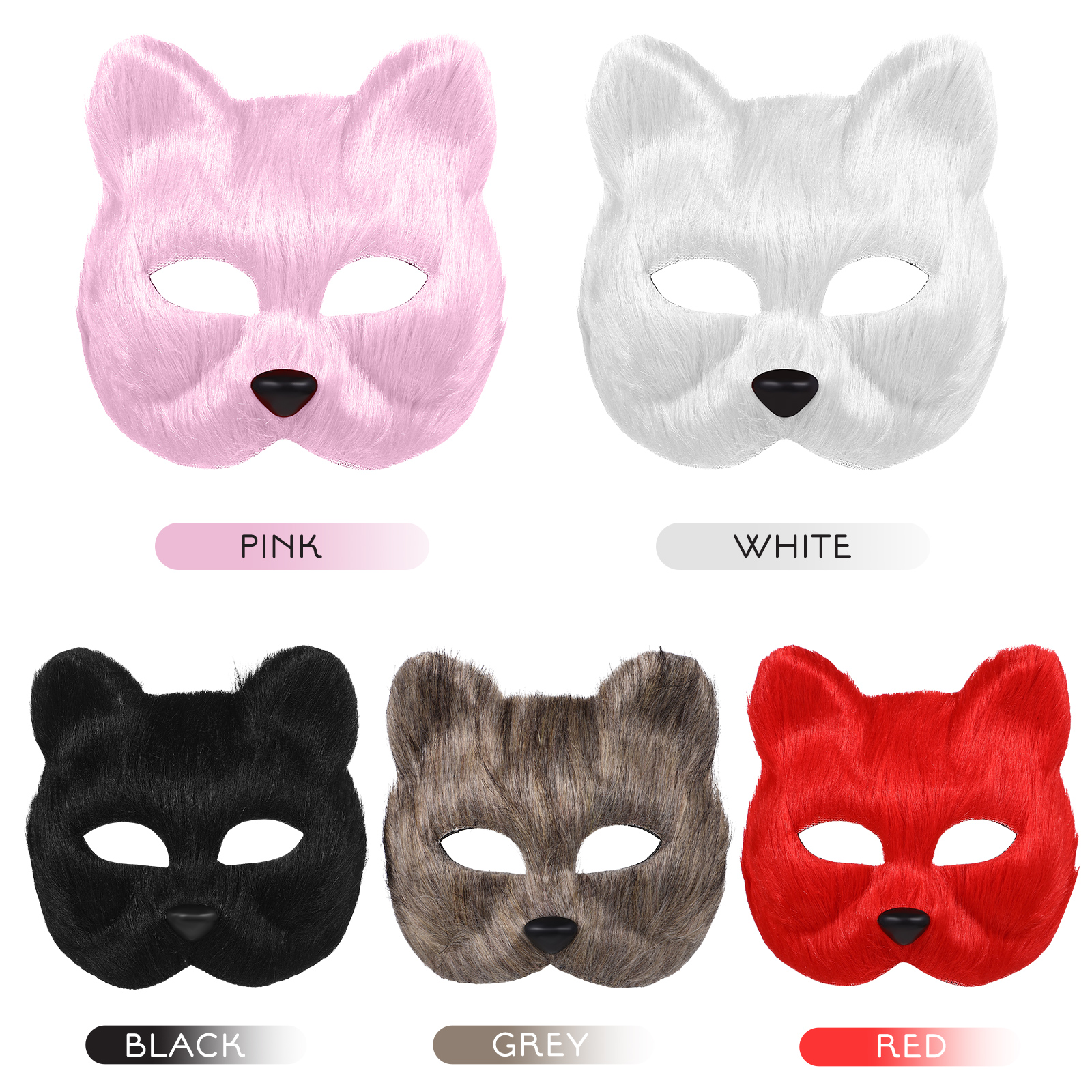 1Pcs Halloween Plush Furry Animal Half Face Mask Cat Fox Mask for Easter Carnival Masquerade Costume Party Cosplay Props