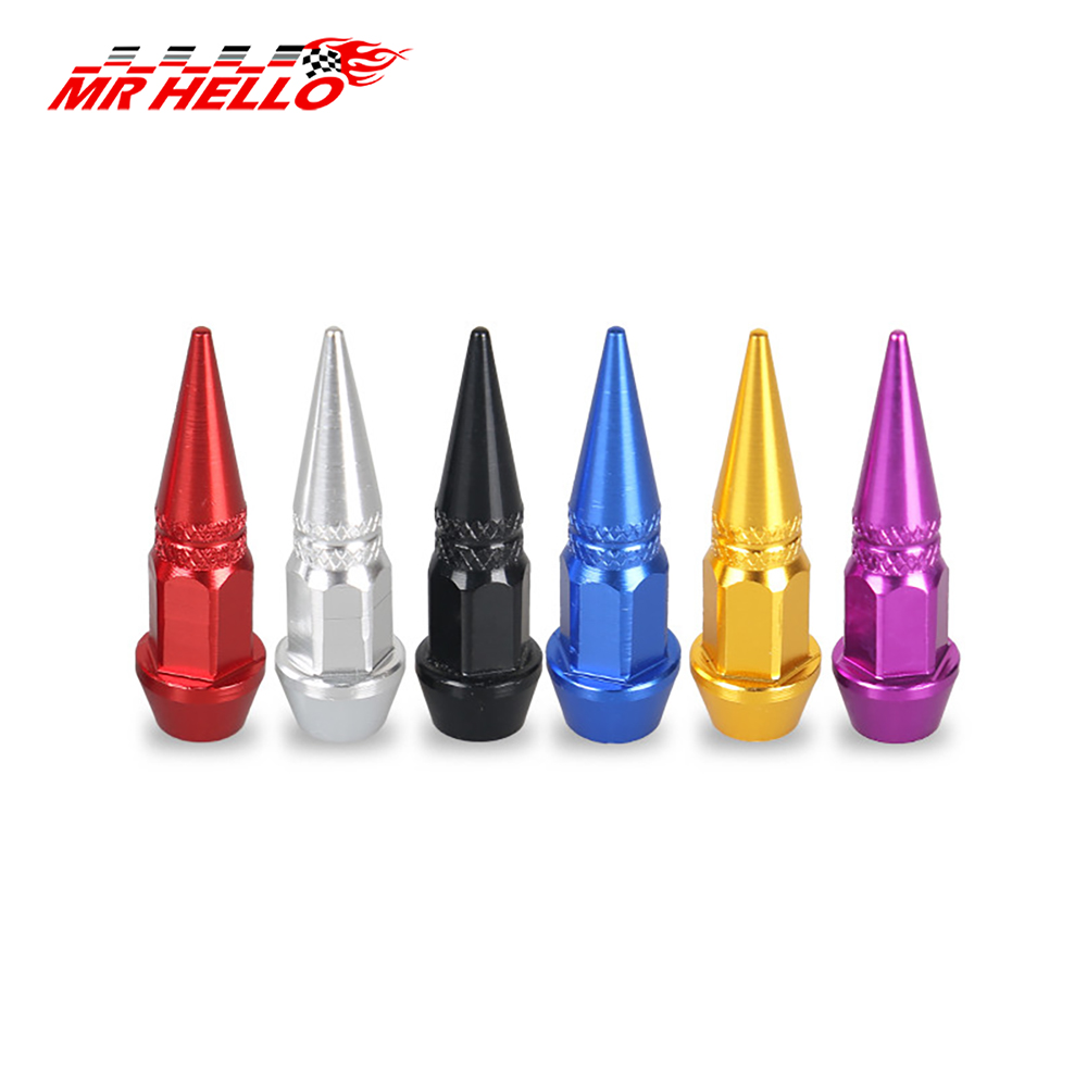 4 pçs universal de alumínio estilo do carro tunning tampa da haste da válvula do pneu do carro em forma de pico metal poeira cobre tampa para bicicleta motocicleta