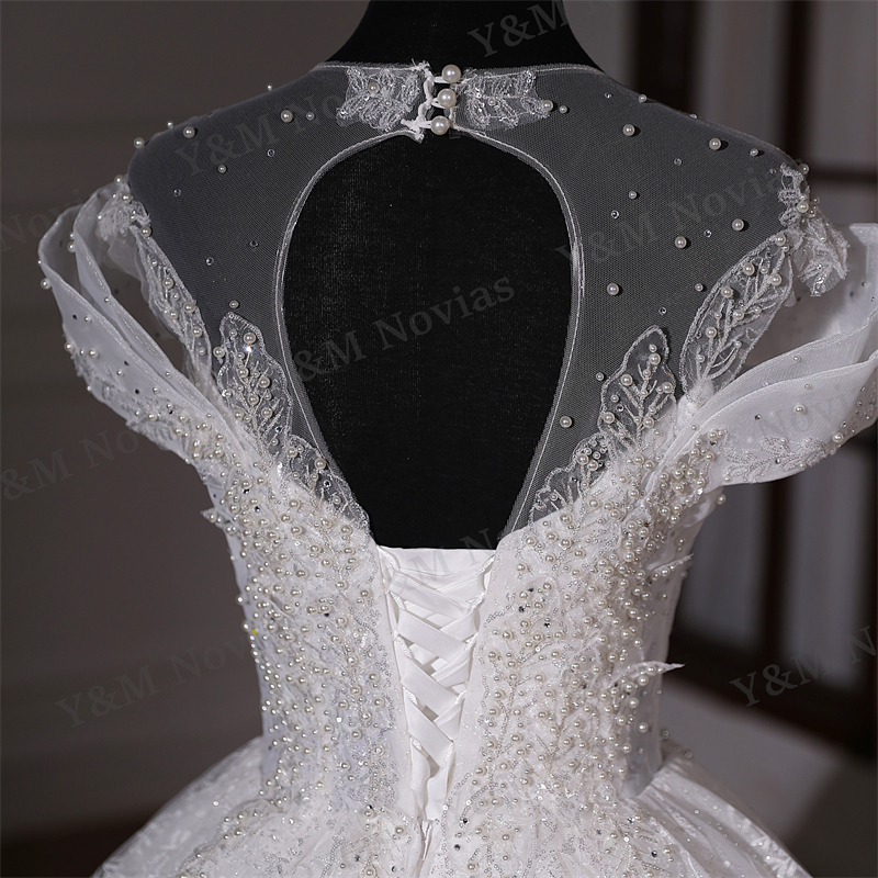 Vestido de novia Luruxy con hombros descubiertos, traje de novia de hilo pequeño y principal, perlas superpesadas, cola de princesa, novedad de 2024
