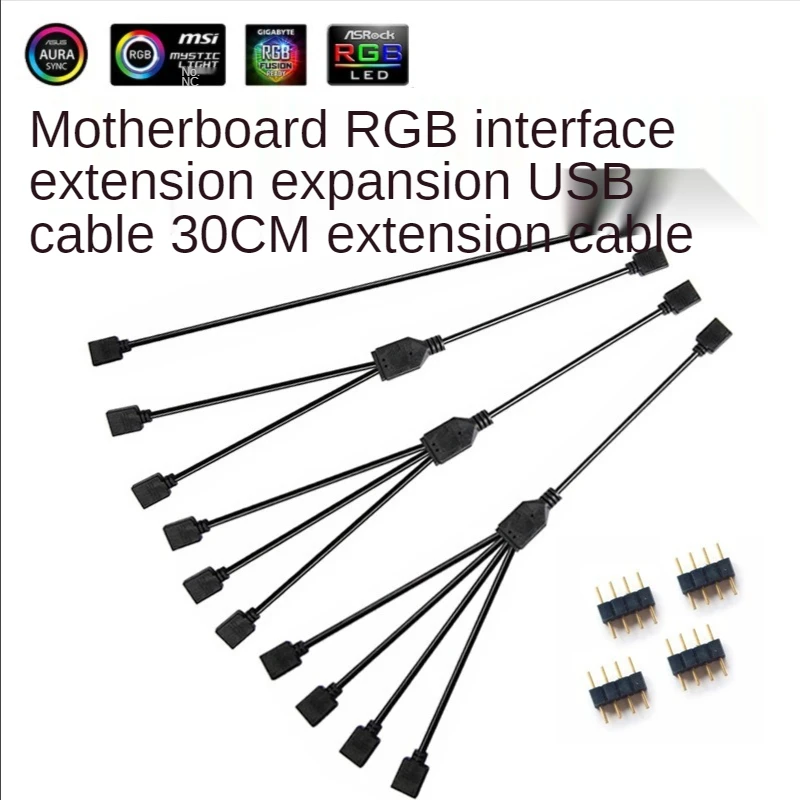 Máy Tính Bo Mạch Chủ RGB Chia Đồng Bộ Cáp 12V 4 Nối Dài Tcable 5V ARGB 3 Hub dành Cho Asus Gigabyte MSI RGB Fusion