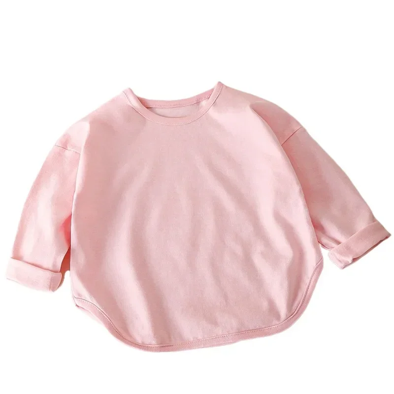 T-shirt Basic per neonati t-shirt a maniche lunghe in puro cotone magliette per bambina t-shirt per bambini magliette primaverili in cotone vestiti per neonato