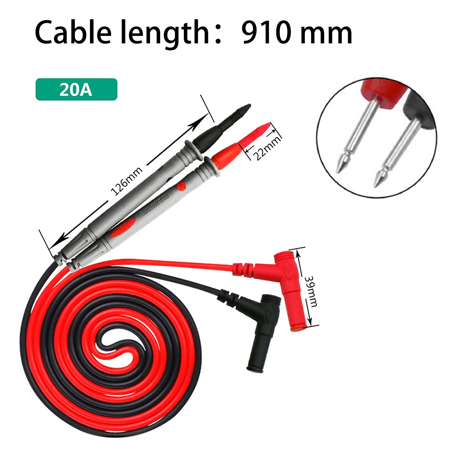Cabezales de prueba para multímetro, 20A, 1000V, Pin de aguja, cabezal multímetro Digital, Kit de Cable de pluma, multímetro, voltímetro, Kit de prueba de silicona