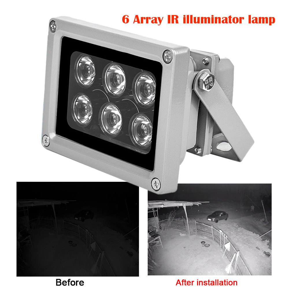Distanza IR de 40m, 6 Leds CCTV, iluminadores Led infrarrojos rellenos, luz de relleno de visión nocturna automática para cámara de seguridad CCTV