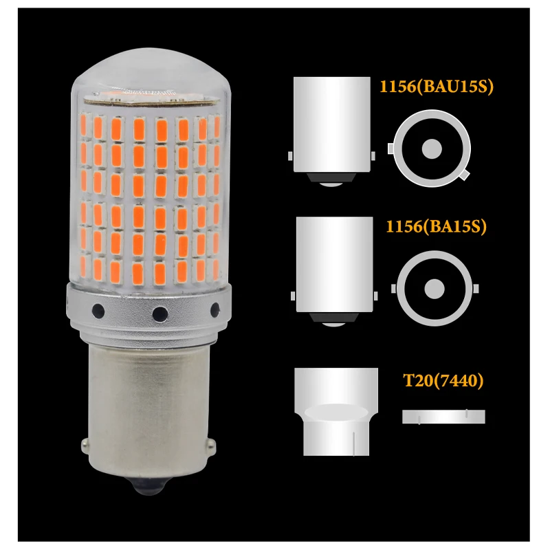 2 pz 1156 BA15S P21W BAU15S PY21W T20 7440 W21W lampadine a LED 144smd Led CanBus lampada per indicatori di direzione luci diurne