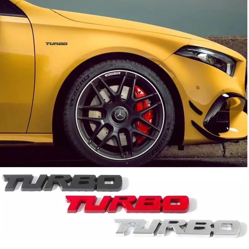 Autoaufkleber, Turbolader, Turbo, Metalllegierung, 3D-Abzeichen, Auto-Modifikationszubehör, hinten markierte Seitenmarkierung, dekorativer Autoaufkleber