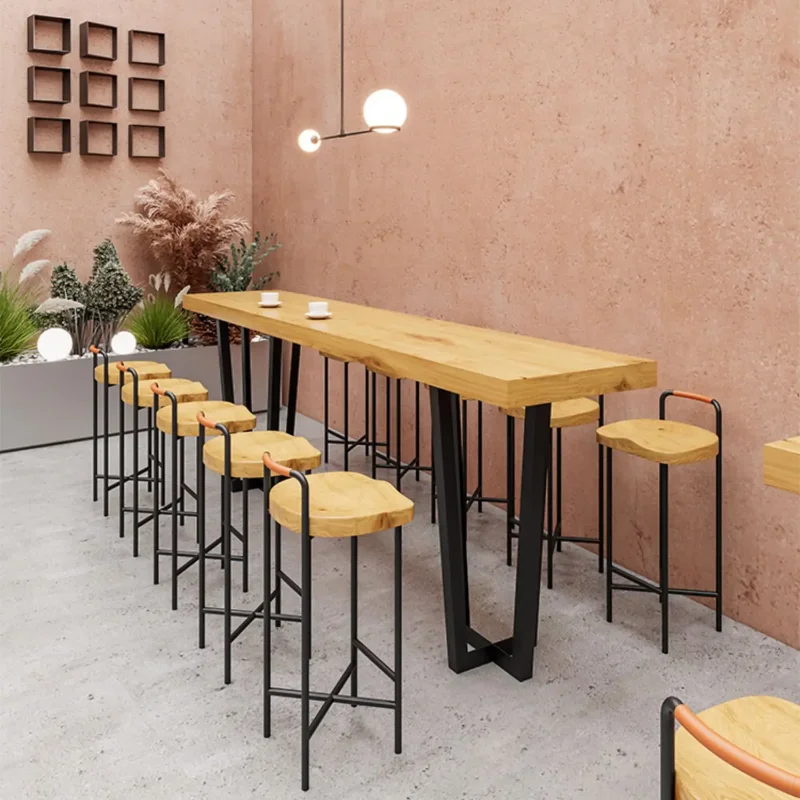 Mostrador de madera moderno, asientos altos, sillas de Bar de lujo, muebles de recepción para exteriores, muebles Barra Cocina