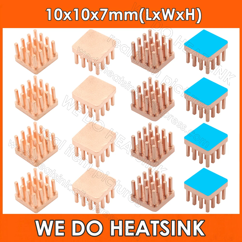 WE DO HEATSINK Useful Pure Copper Heat Sink Without or With Thermal Pad, Various Copper Shape Size Options