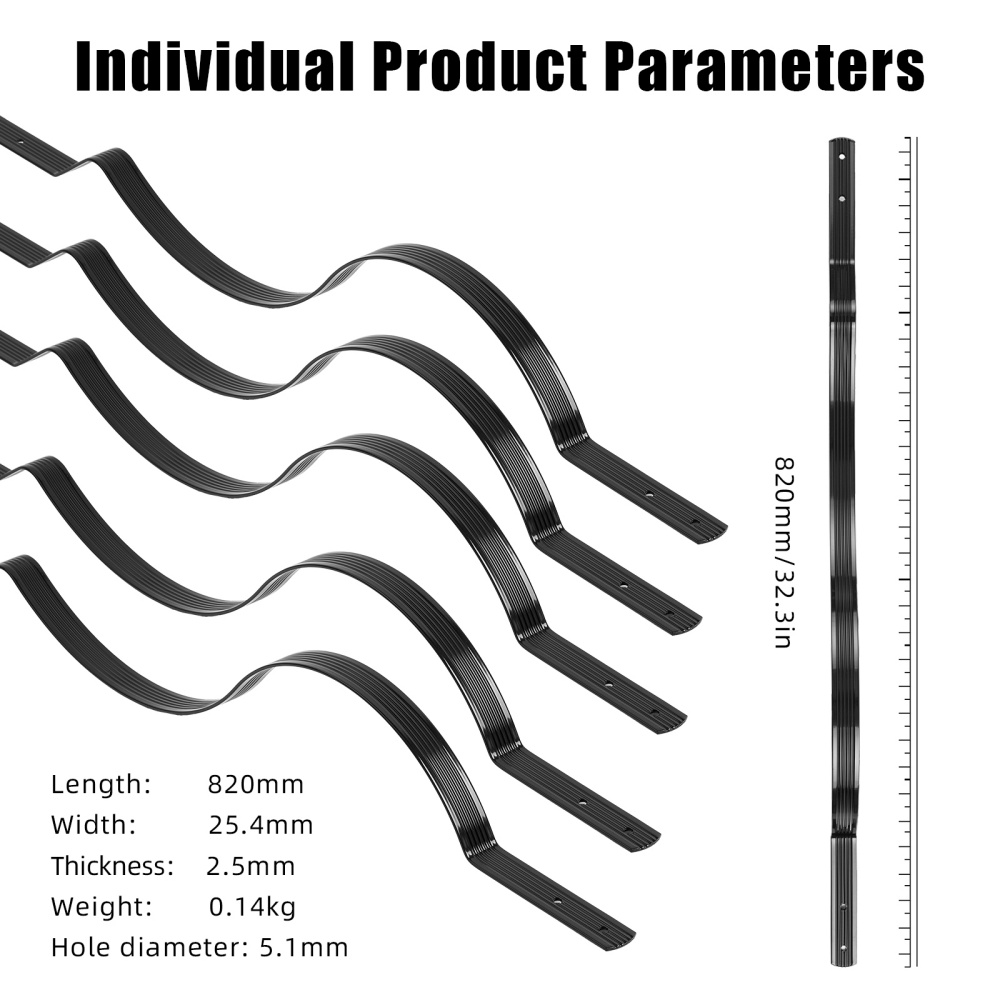 50 Stück Aluminium-Deckbaluster, flach, gerade/Wellenbogen-Deck-Baluster mit Schrauben, Baluster-Deckleisten für Treppendeck