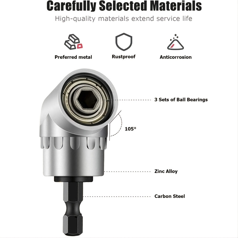 Adaptador de enchufe de ángulo de 105 grados de grado de impacto, herramienta manual eléctrica, juego de extensión de controlador, soporte de destornillador, accesorio de tuerca de taladro