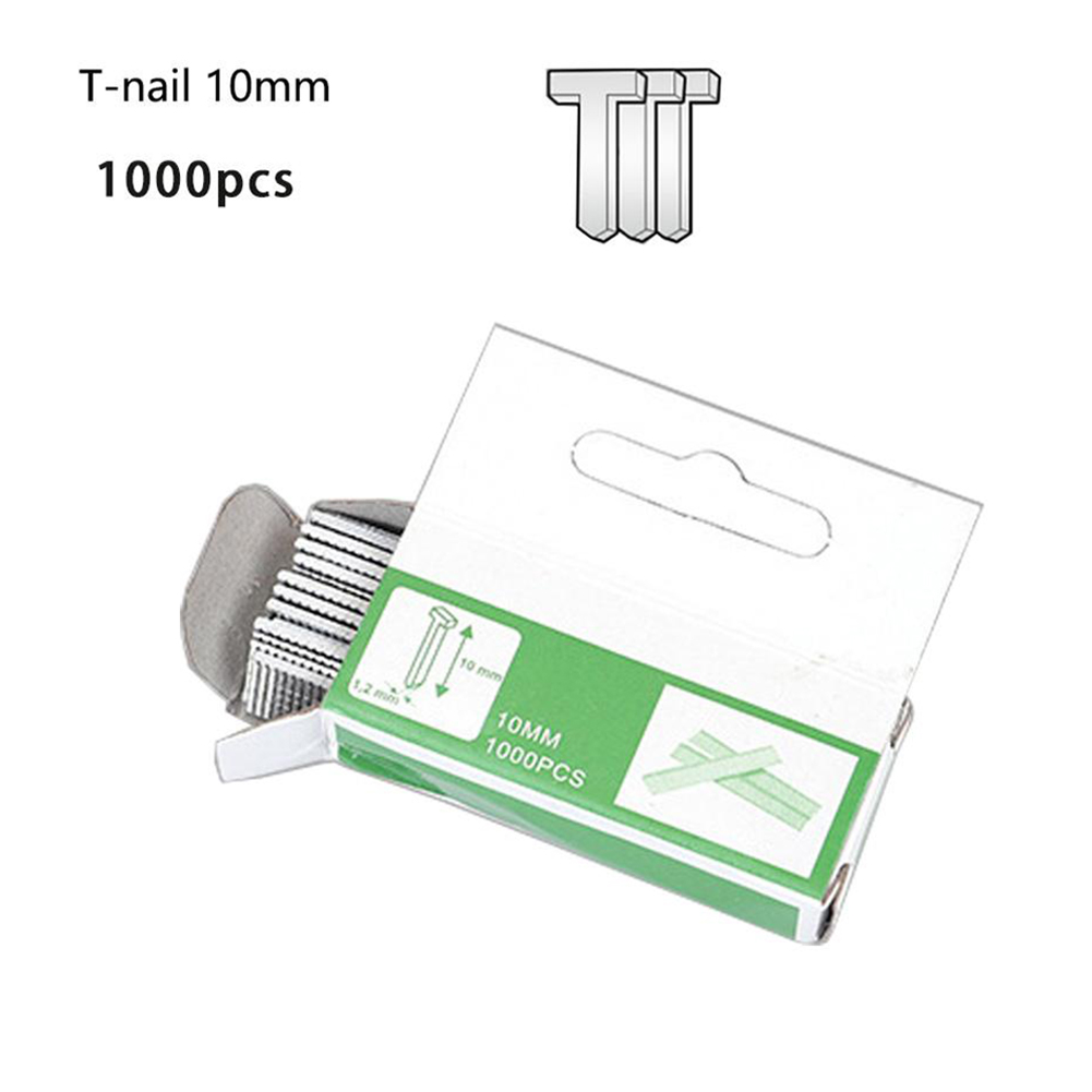 1000 peças grampos unhas u/porta/t em forma de prego grampeador 12mm/8mm/10mm grampos unhas para decoração de interiores, processamento de madeira