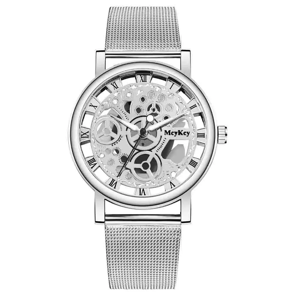 Fashion Top Vrouwen Holle Skeleton Faux Mechanisch Horloge Dames Metal Mesh Quartz Horloges Voor Vrouwelijke Relogio Feminino