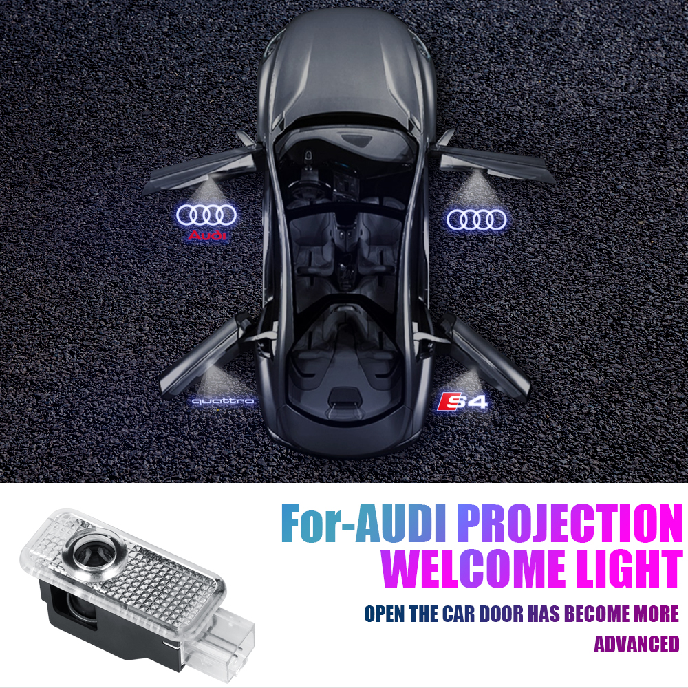 2 uds luz de bienvenida para puerta de coche lámpara de proyector láser Led HD para Audi Sline A3 A1 A4 B8 B7 A6 C7 A5 Q2 Q3 Q5 Q7 Quattro S3 S4 S7 S8