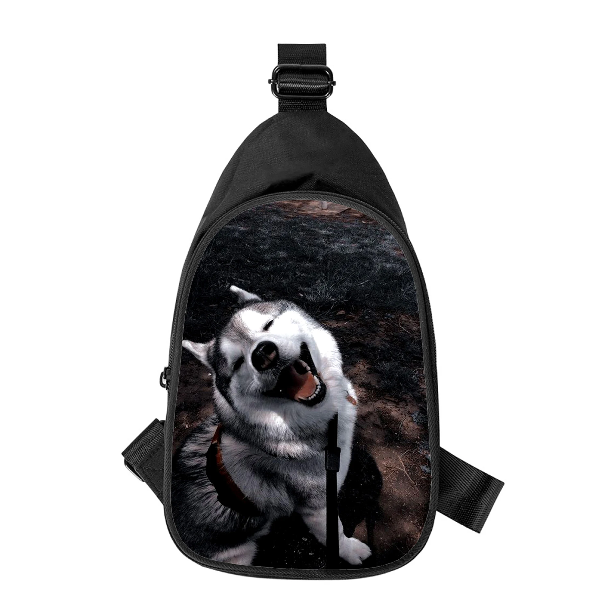 Husky Hund lustig cool 3D-Druck neue Männer Kreuz Brusttasche diagonal Frauen Umhängetasche Ehemann Schule Taille Pack männliche Brust Pack