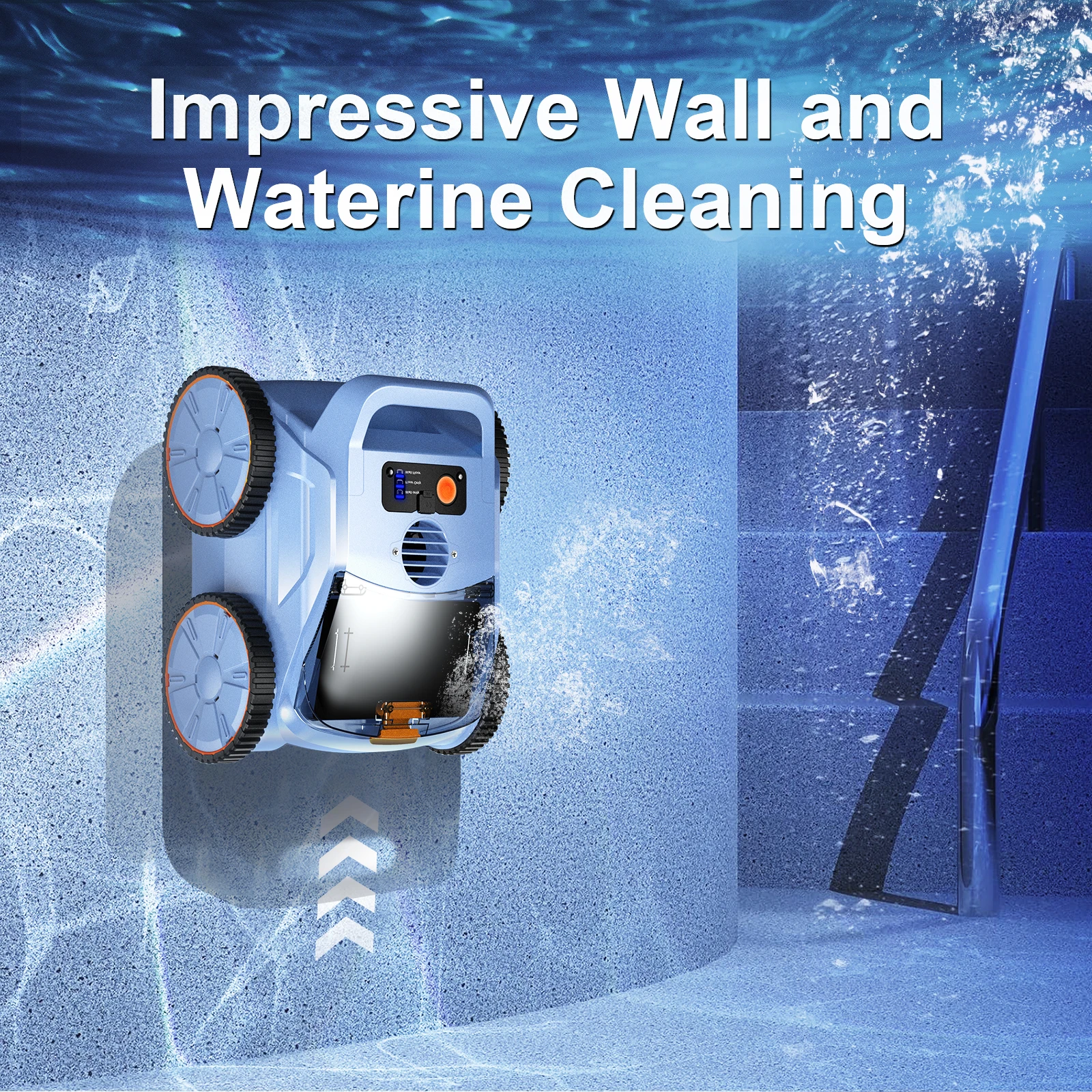 Seauto SAT20 Pool Vacuum 150 Mins Running Up to 2000 Sq.ft., 45,000Pa Powerful Suction, Wall-Climbing for Above/in Ground Pools